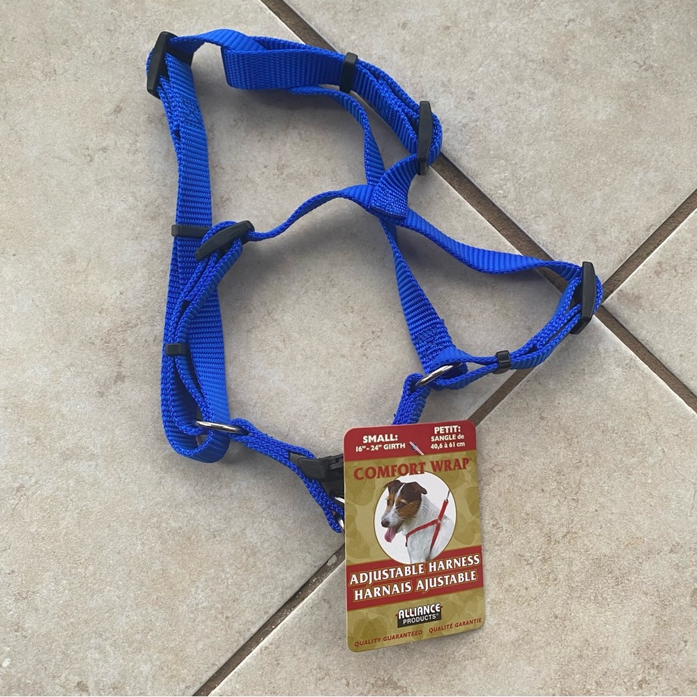 🌻 Small Dog Adjustable Harness 16"-24" Girth NEW Comfort Wrap Blue